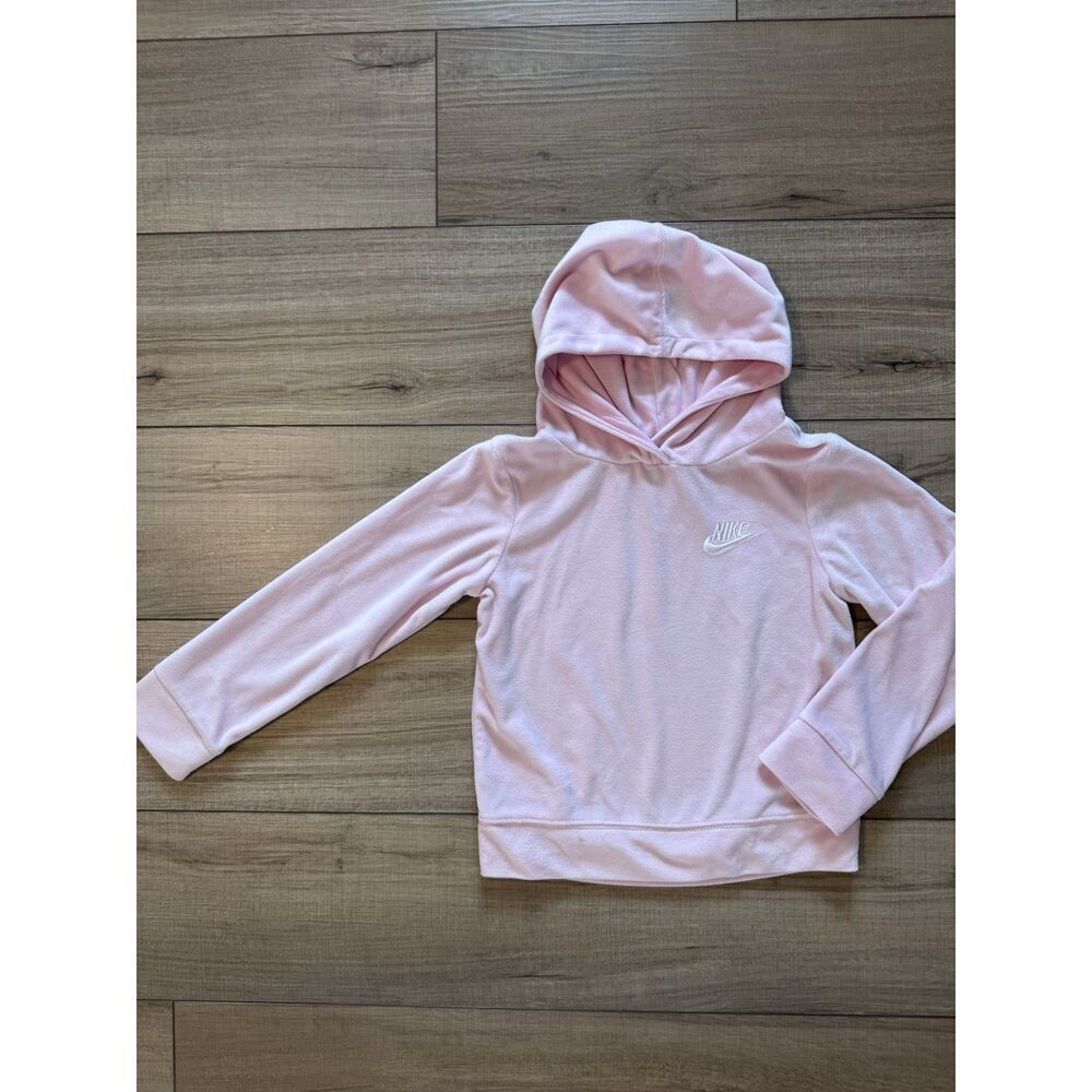 Nike Girls Size 6 Hoodie Velour Pink Years Old L Large Soft Sweater